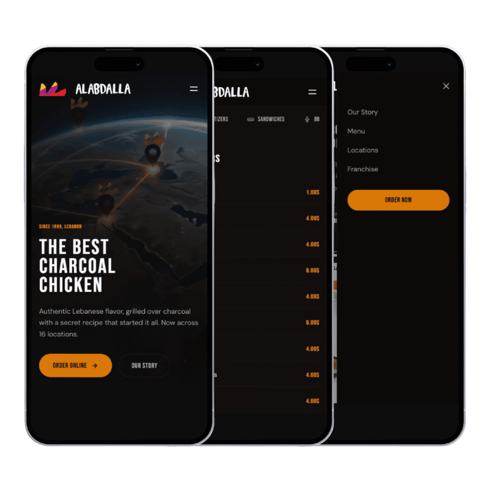 Alabdallah website on mobile screens